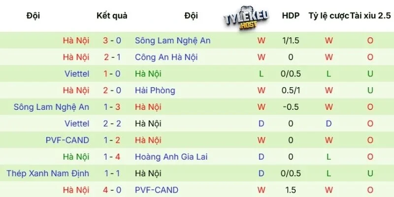 Kết quả thi đấu của Hà Nội FC